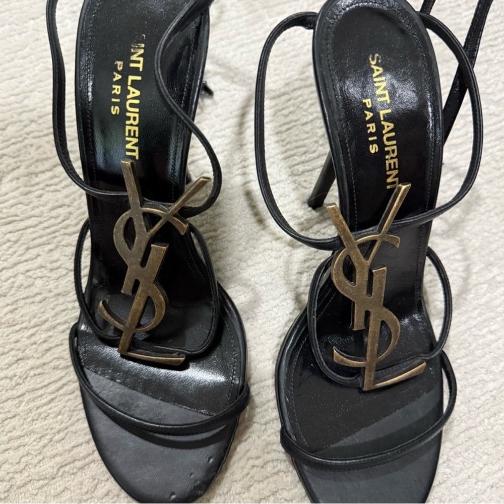 Saint Laurent Women's Black CASSANDRA Sandals AUTHENTIC